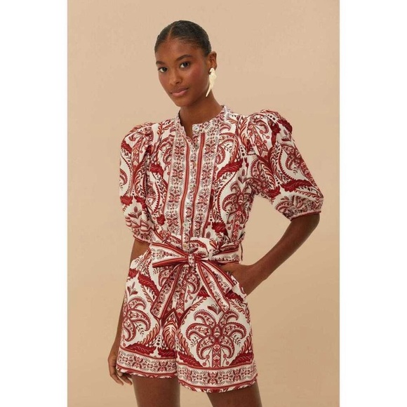 FARM Rio Off-White Tropical Cameo Organic Cotton Romper Size Large NWOT - Picture 1 of 7